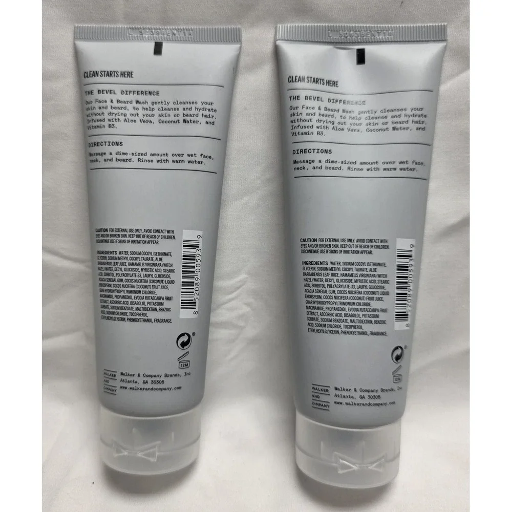 BEVEL Face & Beard Wash‎ Cleanser Aloe Vera (4FL OZ X 2)